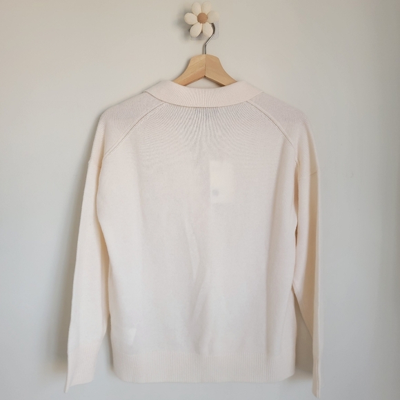 NWT 100% Mongolian Cashmere Polo Sweater in Ivory, M - Picture 10 of 10